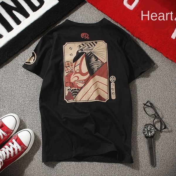 

ulzzang harajuku bffeng national fashion warrior short-sleeved t-shirt men's and women's all-match couple's wear, White