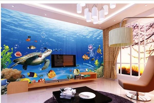 

custom p wallpaper 3d underwater world dolphin tv background wall decoration painting