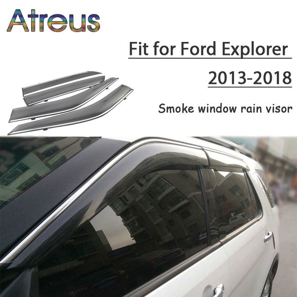 

atreus 1set abs rain smoke window visor car wind deflector for ford explorer 2013 2014 2015 2016 2017 2018 accessories