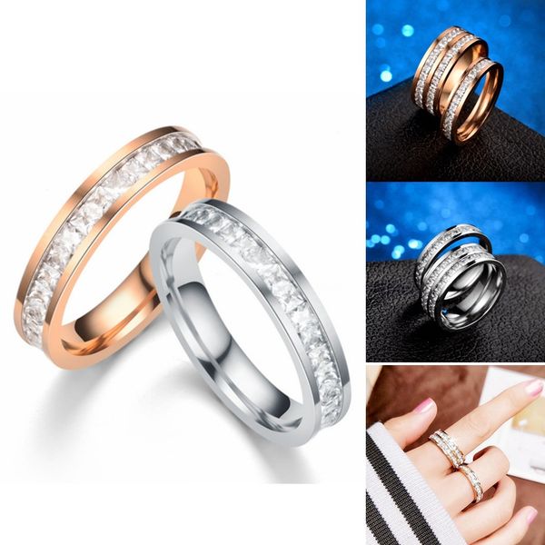4 mm Fashion En Acier Inoxydable Poli Anneau Hommes Femmes Fiançailles Fête Taille 5-13