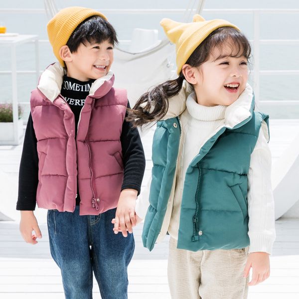 

baby winter new vest vest cotton coat boy girl children down jacket thick warm jacket boy girl stand collar warm coat, Blue;gray