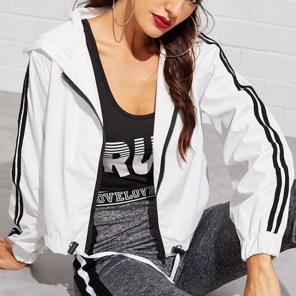 

women's jacket autumn winter new reflective female jacket sport hooded short coat women zipper feminino leather coat, Black;brown