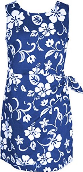 

rjc women's hibiscus pareo hawaiian mock wrap sarong dress, Black;gray