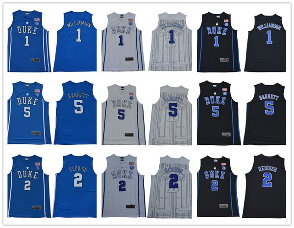 

2019 ncaa duke blue devils jersey men 1 zion williamson jersey 5 rj barrett 2 reddish royal blue black white college basketball jerseys