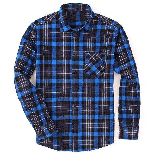 

100% cotton flannel men's plaid shirt slim fit male casual long sleeved shirts, White;black
