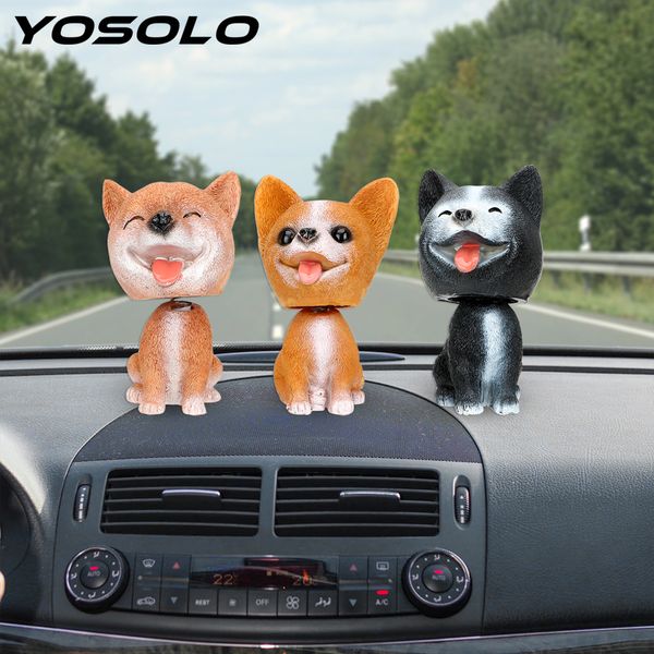 

yosolo cute auto shaking head toy interior accessories bobble head doll car ornaments car dashboard nodding dog decoration