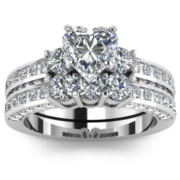

romantic zircon couple rings rhinestone finger rings for women engagement wedding band jewelry, Slivery;golden