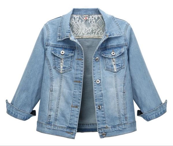 

women's jackets 2021 spring plus size solid vintage blue turn down collar full sleeves standard outwear loose women denim jacket, Black;brown