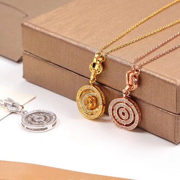 

have stamps full diamond rotate designer necklace for lady design women party wedding engagement luxury jewelry for bride, Silver