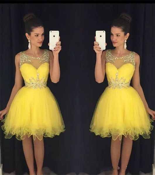 

модные желтые платья tull party 2019 с прозрачным вырезом с круглым вырезом из бисера кристаллы короткие мини платья выпускного вечера vesti, Black