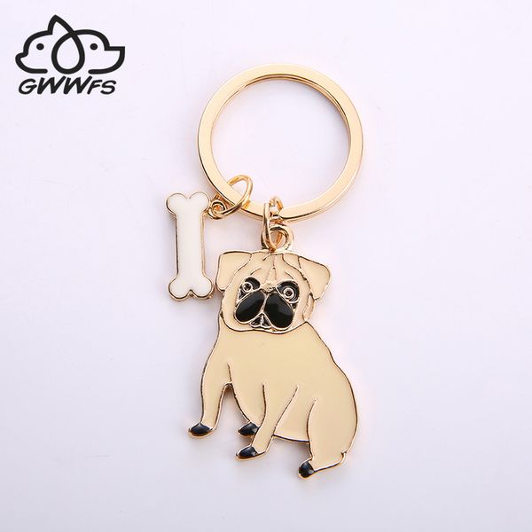 

alloy pug dog key chain key ring bag handbag charm keychain accessories new fashion jewelry for women dog lovers gifts, Silver
