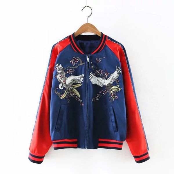 

2016 western style spring and summer women's dress new style crane peach embroidered jacket catwalk models baseball uniform outs, Black;brown