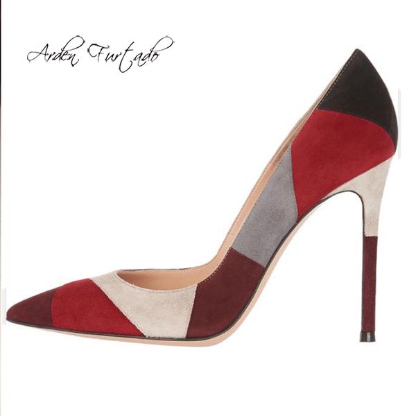 

arden furtado summer fashion trend women's shoes pointed toe mixed colors stilettos heels party shoes slip on elegant, Black