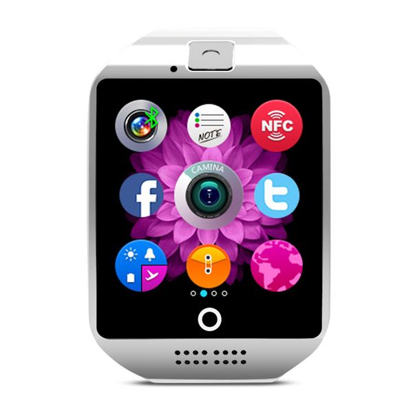

q18 curved color screen smart watch sim card call p bluetooth sleep monitoring sports step calls long-stay reminder for: iphone samsung