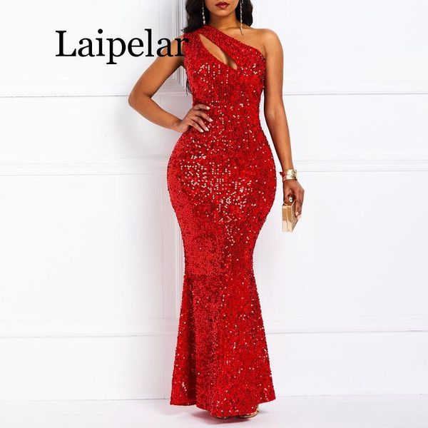 

laipelar women maxi dresses elegant club party red mermaid solid sequins ladies fashion luxury evening glitter long dress, Black;pink