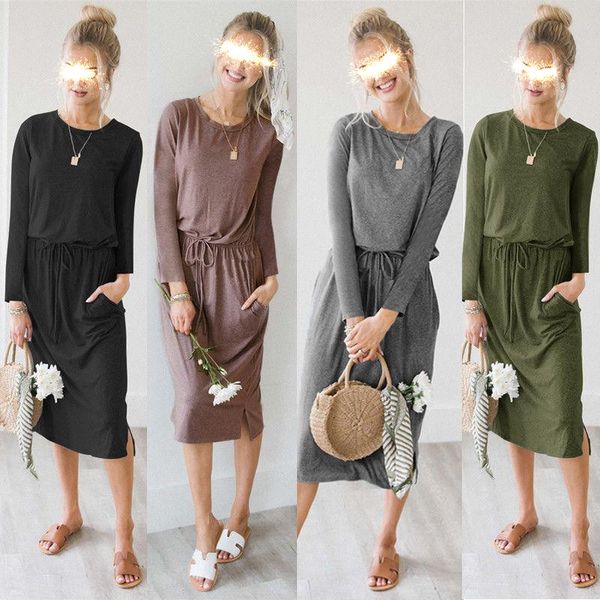 

new summer fashion women casual long arm oansatz straight black gray dress lose plus size bag midi dress