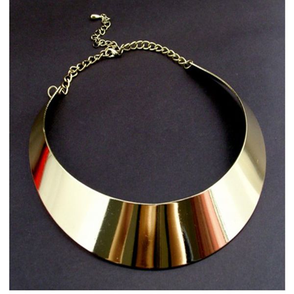 

punk collar choker necklace gold color maxi big circle metal necklaces women neck wide collar necklace jewelry vintage harajuku, Slivery;golden