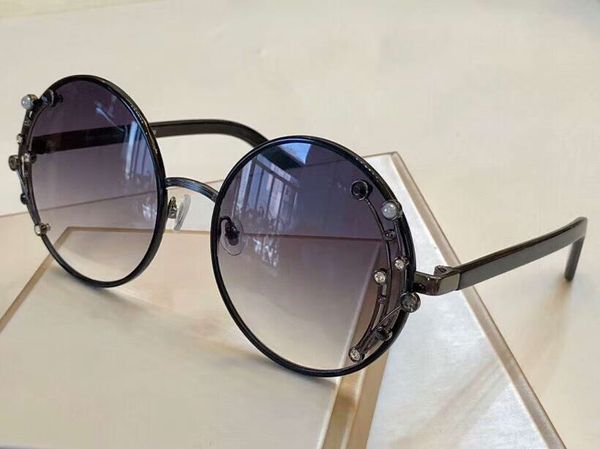 

gema black metal круглые солнцезащитные очки с камнями серые затененные линзы женские солнцезащитные очки марка дизайнерские солнцезащитные, White;black