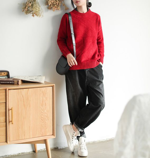 

women's sweater fashion women's knits & tees solid color 19fw new arrival female solid color lovely clothing size love_clot, White