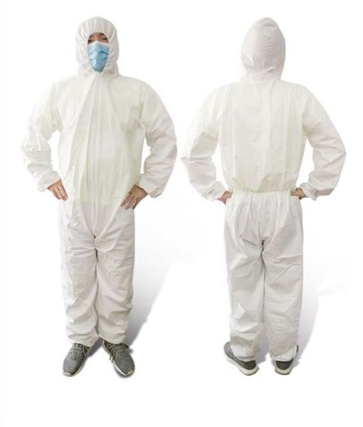 

белая водонепроницаемая нетканая одноразовая защитная одежда цельный одноразовый защитный костюм взрослые одноразовые изолирующие халаты сво