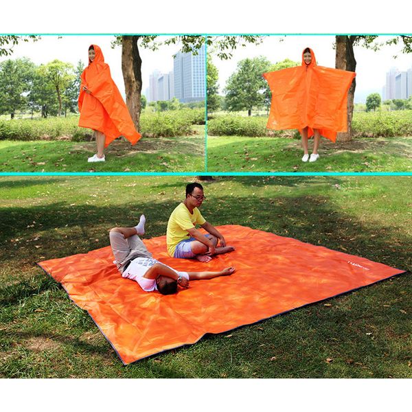 

3 в 1 портативный многофункциональный дождевик открытый путешествие дождя пончо рюкзак дождевик водонепроницаемая палатка тентовые скалолаза, Blue;black