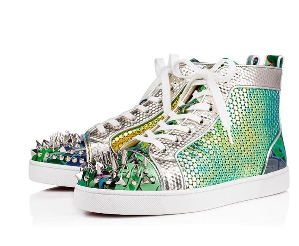 

2019 весенней мода кроссовки с красной подошвой мужчины шипастой обувь pik pik orlato мужской flat veau велюр red rubber sole из натуральной, Black