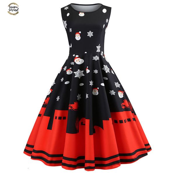 

christmas women dress floral slim vintage dress sleeveless casual elegant party festival gift dresses vestidos plus size designer clothes, Black;gray