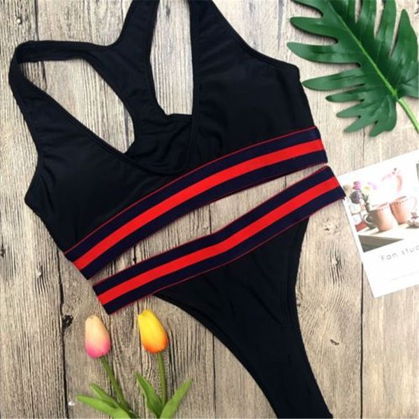 

2018 new style women's swimsuit beach bikini set contrast color two piece monikini bathing suit