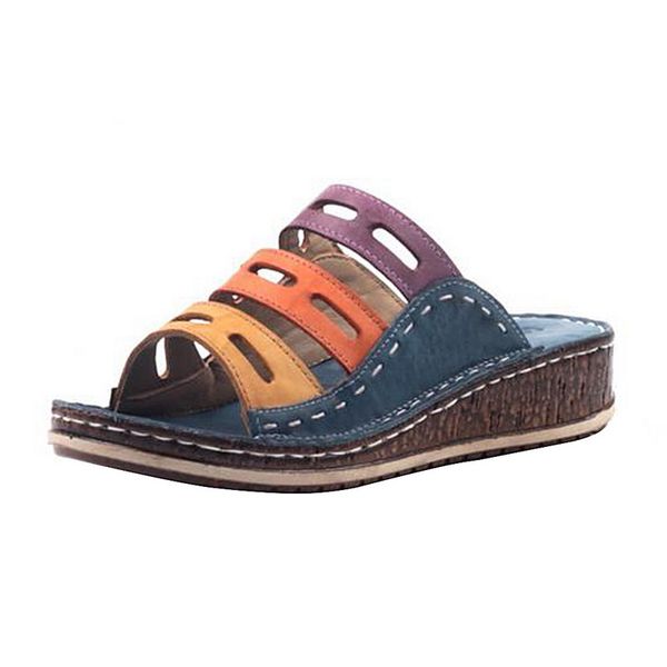 

summer women sandals stitching sandal ladies open toe casual shoes platform thick bottom wedge slides beach woman shoes dropship, Black