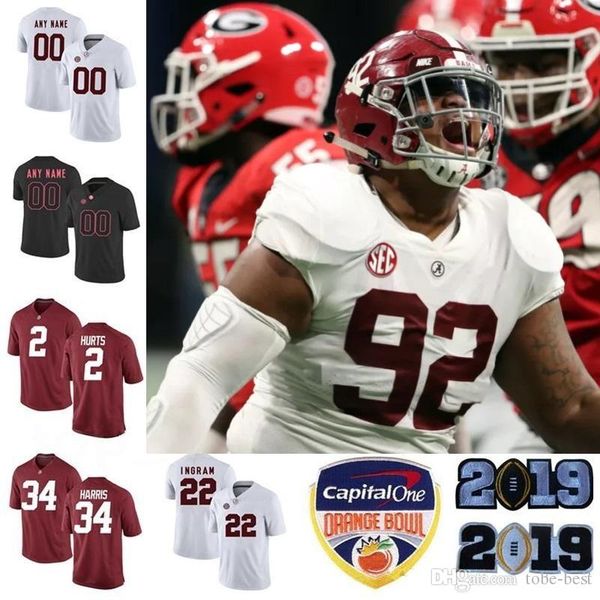 

custom alabama crimson tide football jersey isaiah buggs quinnen williams deionte thompson jonah williams jerome ford ronnie clark jersey, Black
