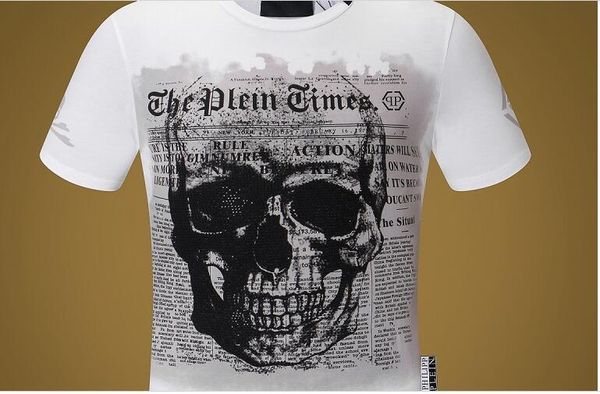 

2019 новый дизайнерский бренд футболки для мужчин топы черепа горячего бурения футболка мужская одежда с коротким рукавом футболка женские т, White;black