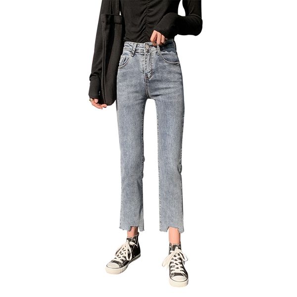 

2020 casual denim mom jeans boot cut pants blue ripped jeans woman high waist for women stretchy ripped skinny denim