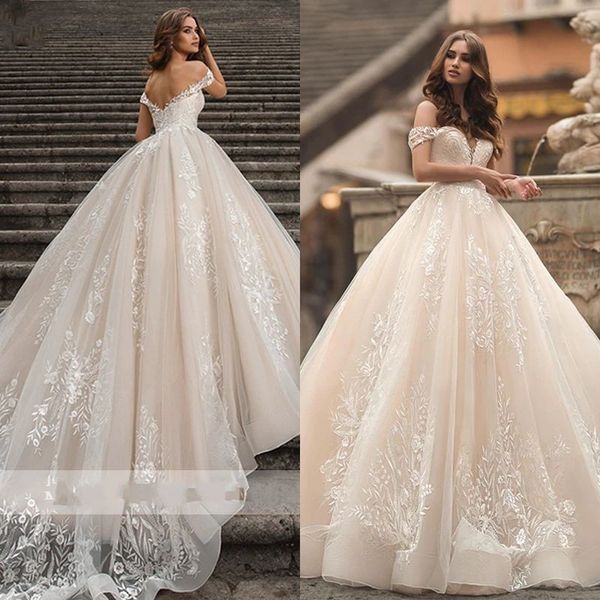 

vintage lace a-line wedding dress sweetheart off shoulder princess wedding gown customized backless bride dress, White