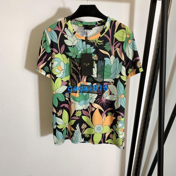 

high end женщины девушки футболка на всем протяжении флора мотив письмо патч круглый вырез с коротким рукавом блузка футболка мода дизайн ро, White