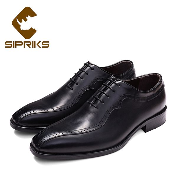 

sipriks mens genuine leather retro dress shoes elegant classic black brogue oxfords boss business office wear footwear shoes 44