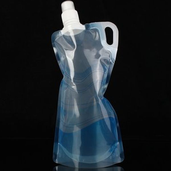 

fashion flexible collapsible foldable reusable water bottles ice bag pink/blue