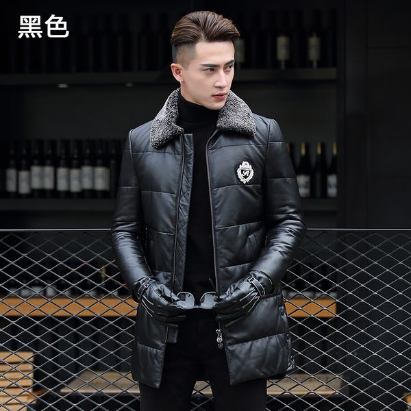 

qt1615 haining men leather jacket yr004p760, Black