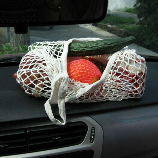 

solid eco friendly cotton blend reusable shopping bag portable outdoor large capacity mesh net supermarket tote fruit storage