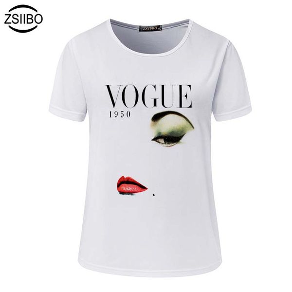 

женская футболка vogue мода с коротким рукавом из хлопка смесь белого designrt футболки лето повседневная мода одеть s-xxl, White
