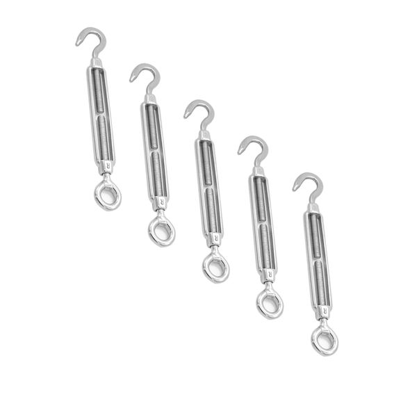 

5pcs stainless steel turnbuckle wire tensioner strainer hook and eye wire rope cable tension