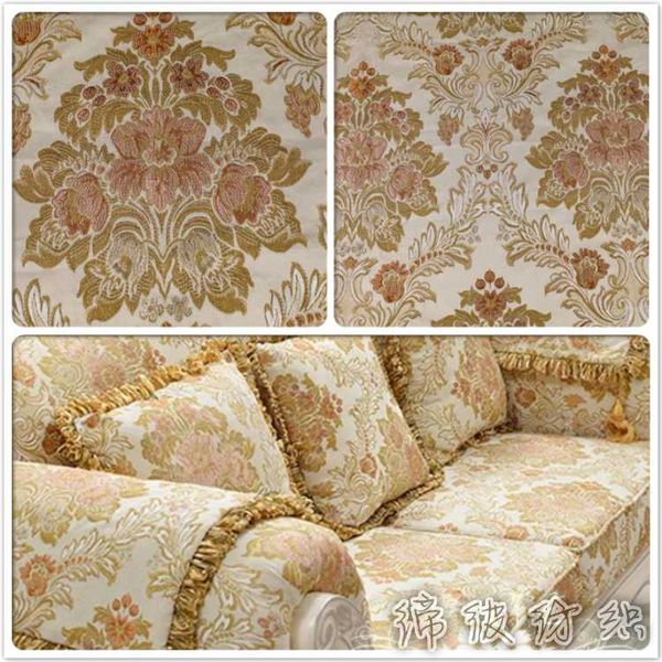 

european classical high-grade gold jacquard sofa fabric, Black;white