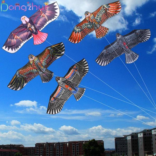 

1.1m flat eagle kite with 30 meter kiteline children flying bird windsock outdoor garden cloth toys for kids gift