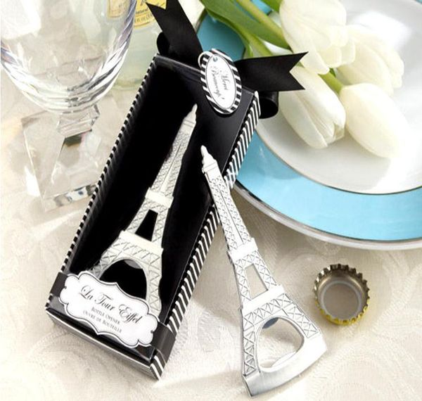 

2020 romantic wedding souvenirs paris eiffel tower bottle opener novelty wedding party favor gifts with retail package box