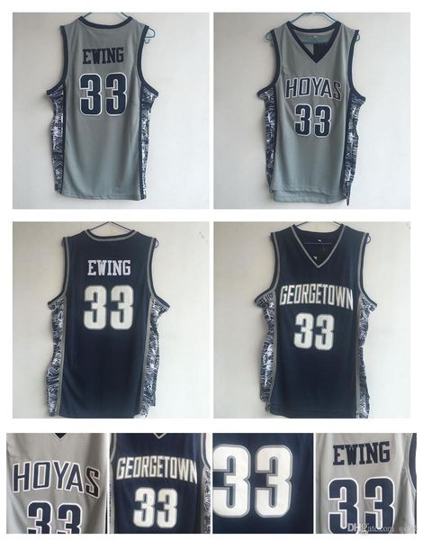 

33 patrick ewing jersey georgetown hoyas ncaa college jersey university basketball jerseys grey blue 100% stitching, Black