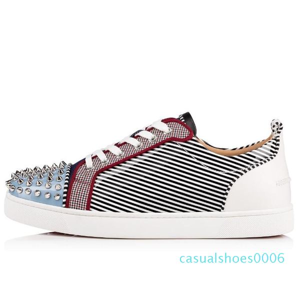 

19s vetro metal junior spikes orlato patent leather round-toe red bottom sneakers low fashion lightweight breathable casual sports, Black