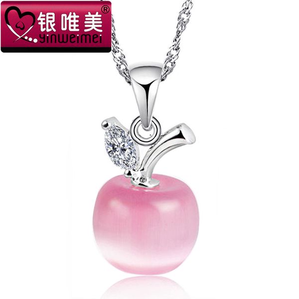 

925 sterling silver opal pendant necklace wholesale christmas eve christmas gift lettering gift for apple