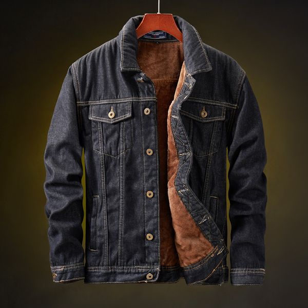 

warm fleece denim clothes fashion mens jean jackets new winter men jacket brand coat outwear male cowboy dropshipping, Black;brown