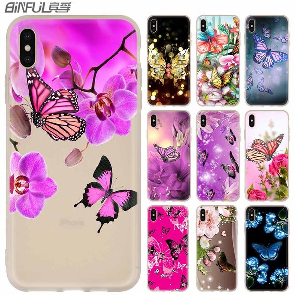 

rose flower peony butterfly phone cases luxury silicone soft cover for iphone xi r 2019 x xs max xr 6 6s 7 8 plus 5 4s se coque