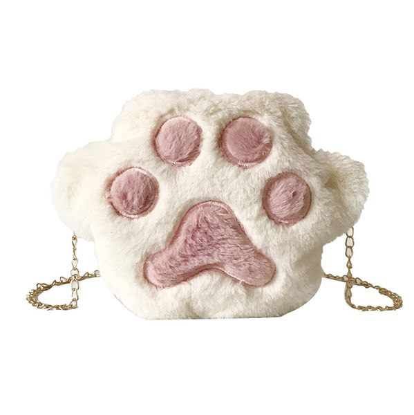 

2019 women's crossbody bag over the shoulder cartoon plush cute cat claw shoulder messenger bag student phone bags