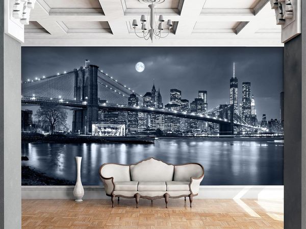 

self-adhesive] 3d bridge in the night 1201041 wall paper mural wall print decal murals